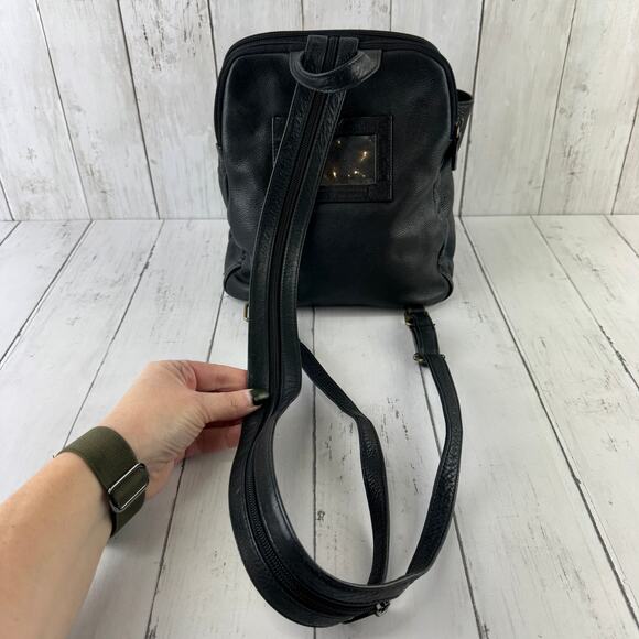 VTG Etienne Aigner Black Pebbled Leather Backpack Shoulder Bag Sling Convertible main image 4